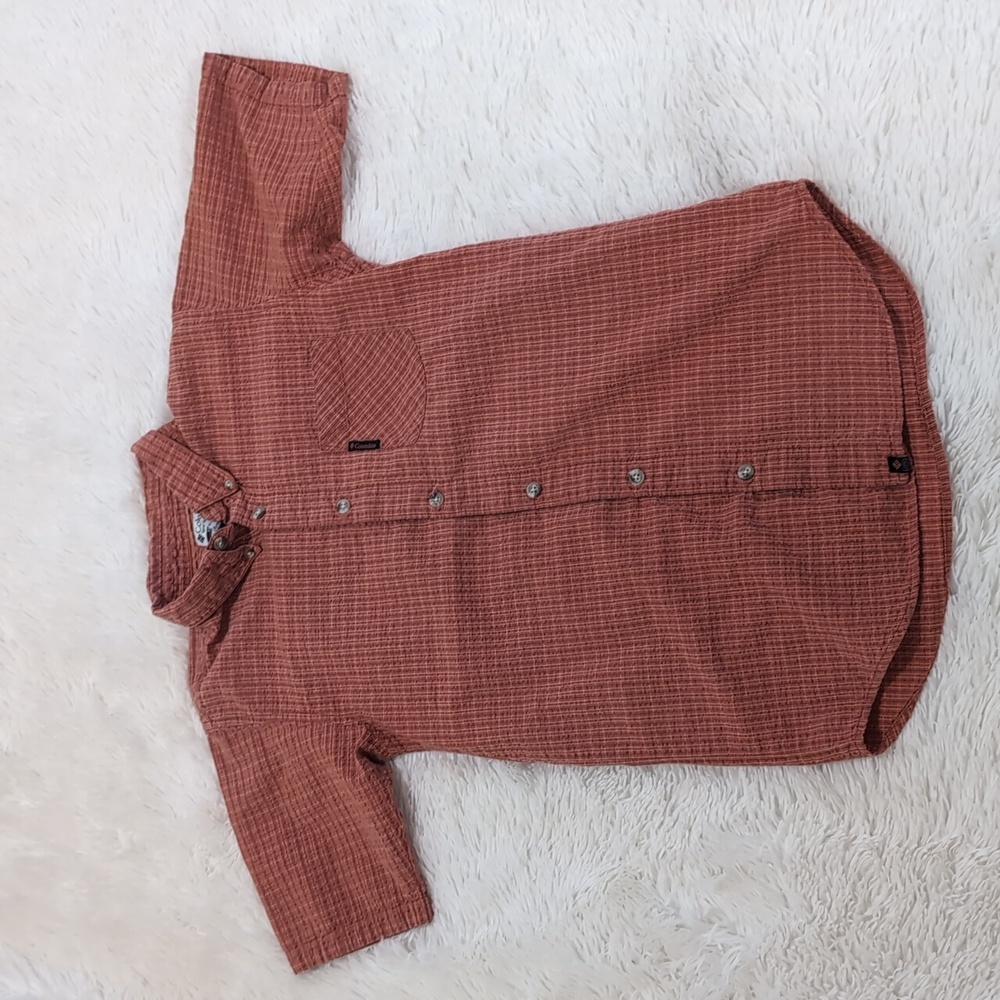 Columbia Boys Orange Plaid Shirt XL Youth